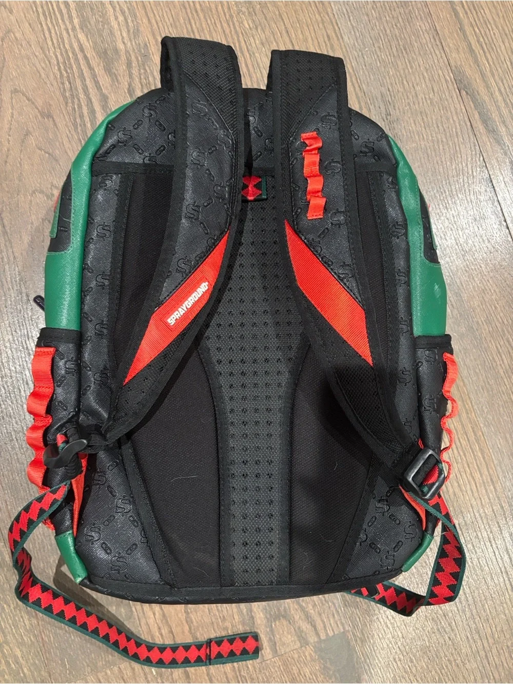 Sprayground Black Green Red Shark Bite Mini Daypack